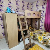 تخت دوطبقه جوان همراه میزآرایش،کمد و میزکامپیوتر|تخت و سرویس خواب|فردیس, فردیس|دیوار