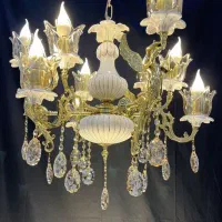 لوستراسکای فرشته دار سرامیکی۷+۲شعله سرپیچ9kl67برنج