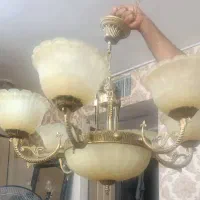 لوستر کلاسیک برنزی با کاسه های صدفی