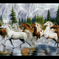 نقشه ی اسب های خروشان|تابلو فرش|تبریز, |دیوار