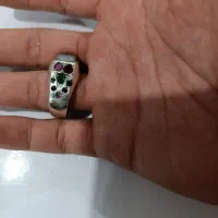 انگشتر نقره عقیق با زبرجد