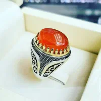 انگشتر عقیق خراسانی و یمنی (رکاب نقره 925)