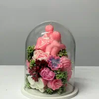 شمع طرح زوج عاشق زیر حباب شیشه‌ای