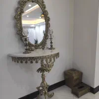 میز تلفن و آینه شمعدان برنز
