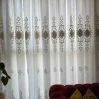 پرده توری گل دار|پرده، رانر، رومیزی|تهران, شهرک شریعتی|دیوار