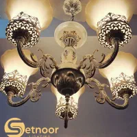 ۱ جفت لوستر ۵ شاخه کلاسیک سفید پتینه طلایی (۲ عدد)|لوستر و چراغ آویز|تهران, اقدسیه|دیوار