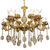 لوستر ۱۲ شعله برنز با لامپ کامل