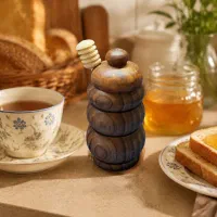 جار عسل چوبی دست‌ساز - طرح کندو (شیک و دکوری)