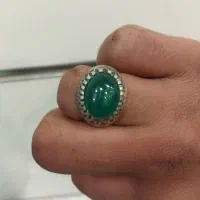 انگشتر عقیق سبز رکاب دست ساز کهنه