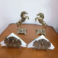 جا دستمال رومیزی  برنجی و اسب