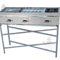 کبابپز گازی پلوپزدار با۳شیر گاز باربیکیو پایه تاشو