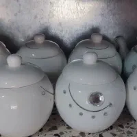 ده عدد قندان و دو دست استکان ارکوپال