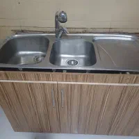 سینگ دو لگنه همراه شیر آب وکابینت