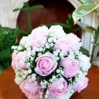 دسته گل عروس رز شکوفه|گل مصنوعی|ری, سرتخت|دیوار