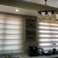 پرده  زبرا شیری با راه راههای طلایی نقره ای شاین