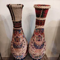 گلدان کوزه ای با روکش فرش و جاجیم دستباف کرمانی
