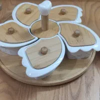 اردو خوری سرامیکی درب چوبی با پایه گردان چوبی