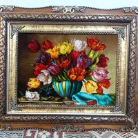 تابلو گل آهو کد 11 دستبافت و ابریشم دار|تابلو فرش|تبریز, |دیوار