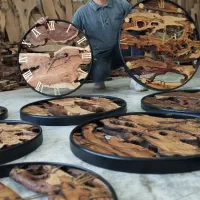 ساعت دیواری چوبی روستیک