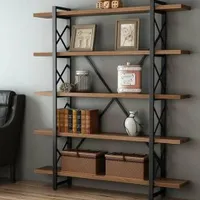 کتابخانه استند فلزی چوبی ۵ طبقه