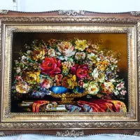 تابلو گل نامزدی کد17 دستبافت و ابریشم دار|تابلو فرش|تبریز, |دیوار