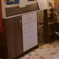 تخت دوطبقه نوزاد و نوجوان کم جا چوب