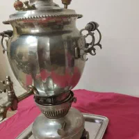 سماور نفتی قدیمی سالم‌ آماده بکار با سینی وجام زیر|قوری، کتری، قهوه‌ساز دستی|تهران, ارامنه|دیوار