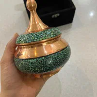 ظرف مسی دکوری فیروزه کوبی مناسب عروس زیرقیمت