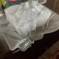 ست میوه خوری کریستال یخی سوگا ژاپن طرح پاپیون