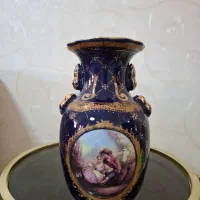 گلدان قدیمی آنتیک سورمه ای طرح لیلی مجنون