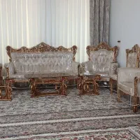 مبلمان ۹ نفره کرمی با کاور|مبلمان خانگی و میز عسلی|کرمانشاه, |دیوار