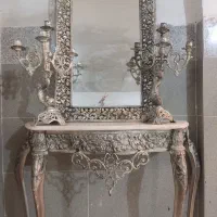 آینه شمعدان با میز تمام برنزه سنگین نو
