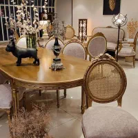 مبلمان و ناهارخوری آنتیک حصیری فرانسوی