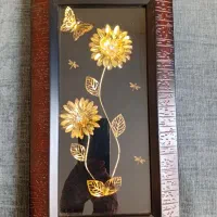 تابلو گل و پروانه برنجی