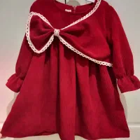 لباس مخمل کبریتی یلدایی دخترانه ۲تا۴ سال