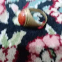 انگشتر بسیار قدیمی  نگین عقیق یمنی رکاب برنجی