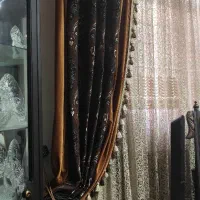 دوتا والان ضخیم خارجی مخمل قهوه ای کناره جدید|پرده، رانر، رومیزی|تهران, دهکده المپیک|دیوار