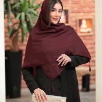 روسری نخی منگولهدار ژیوان|لباس|زرقان, |دیوار