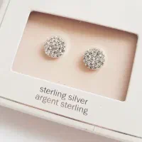 گوشواره نقره نگینی مدل سفید خیره کننده