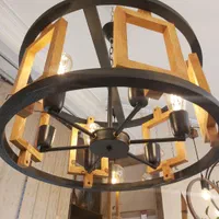 لوستر مدرن چوب و فلز|لوستر و چراغ آویز|اصفهان, مصلی|دیوار