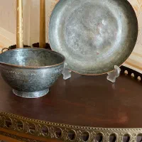 کاسه و بشقاب مسی آنتیک قدیمی