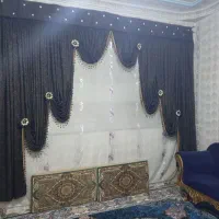 پرده سلطنتی ۲تیکه همراه با کتیبه و پرده حریر