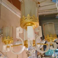 لوستر سه شعله کریستال دار