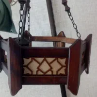 لوستر سه شعله چوبی