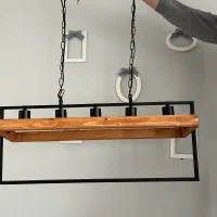 لوستر چوبی استیل|لوستر و چراغ آویز|کرج, شهرک بنفشه|دیوار