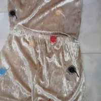 ست تاپ شورتک مخملی اینه ای