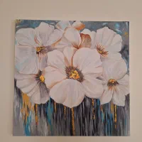 تابلوگل رنگروغن و ورق طلاروی بوم