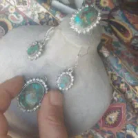 نیم ست فیروزه اصل نیشابور بانقره دست ساز