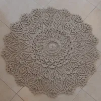 فرشینه دستبافت مکرومه|پادری|مشهد, زمرد|دیوار