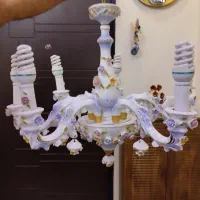 لوستر آنتیک و عتیقه و پر گل کار دست|لوستر و چراغ آویز|کرج, برغان|دیوار